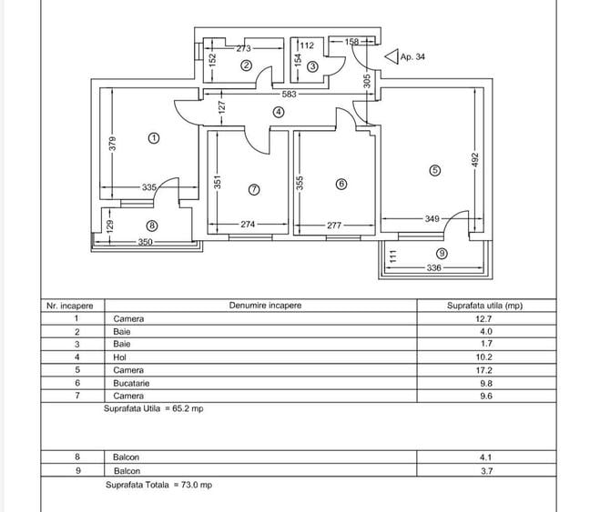 Apartament cu 3 camere decomandat în Faleza Nord