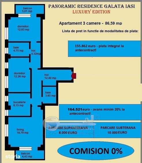 Apartament cu 3 camere decomandat în Galata