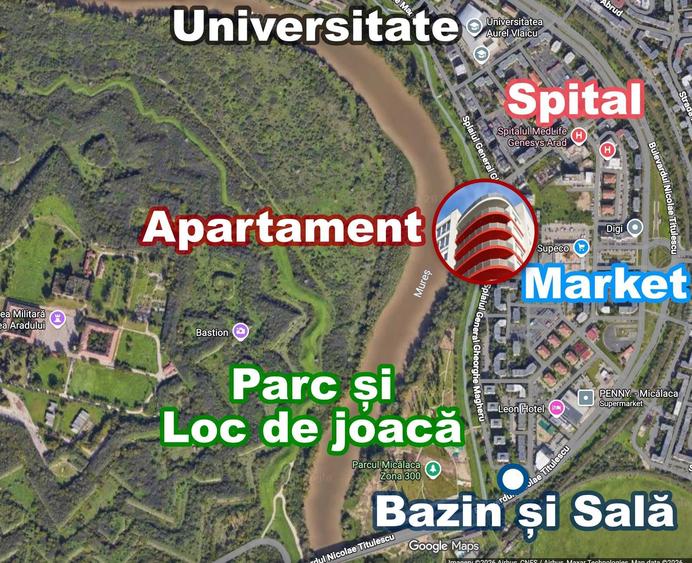 Apartament cu 2 camere decomandat în Malul Mureșului