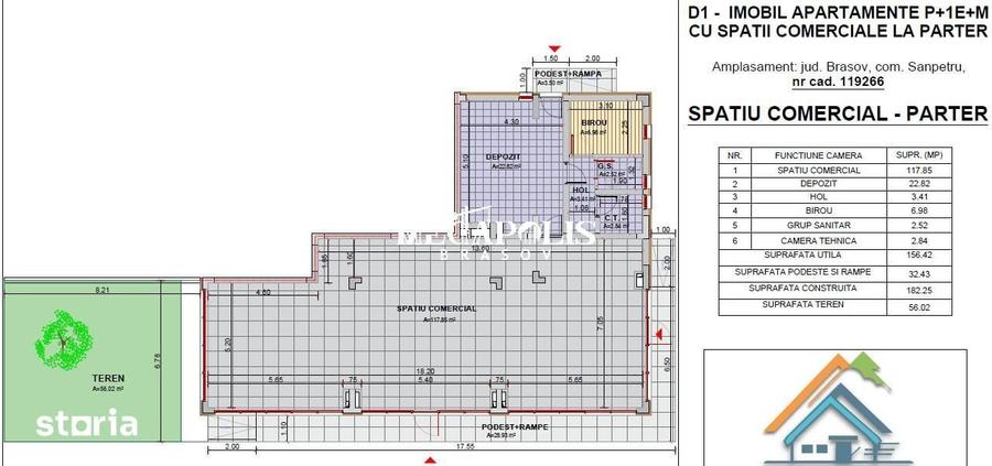 Spațiu comercial, de 156.42 mp, în Sânpetru