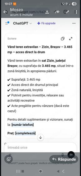 Teren de 3465 mp, în Zizin