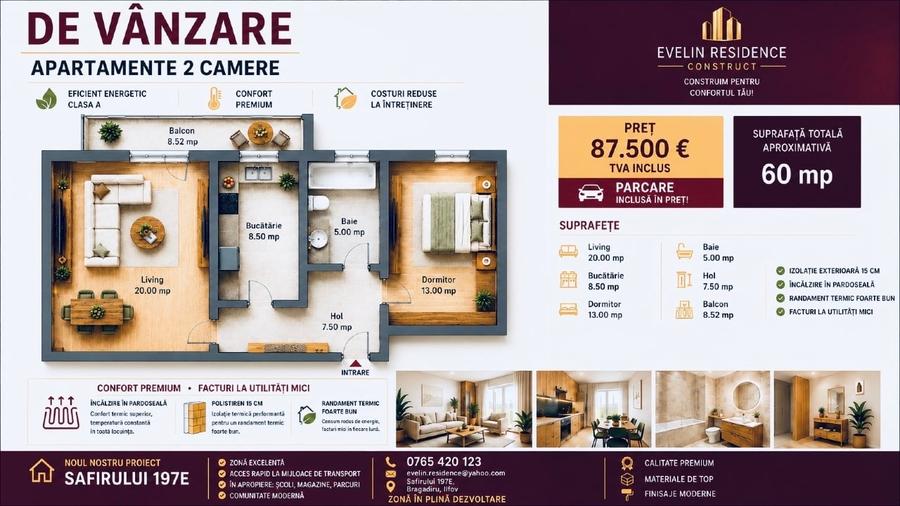 Apartament cu 2 camere decomandat în Central