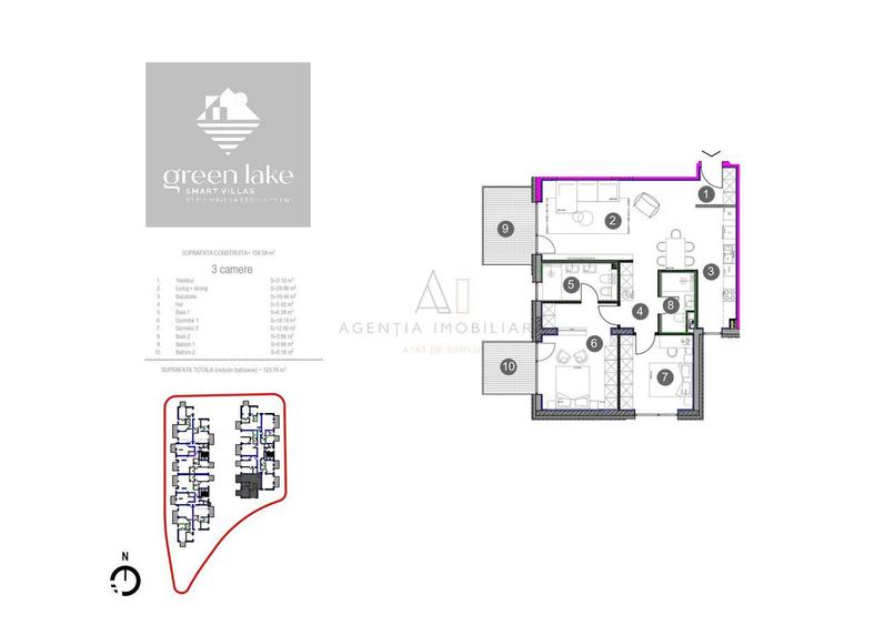 Apartament cu 3 camere semidecomandat în Băneasa
