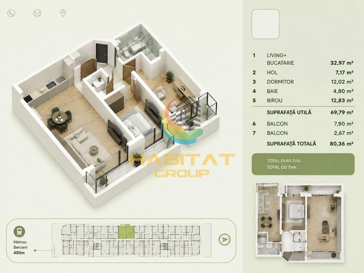 Vânzare Apartament 3 camere 81 mp - Popești Leordeni | Metrou Berceni - 1