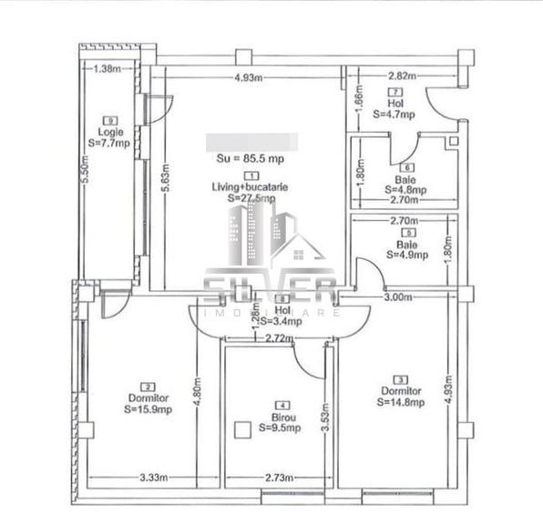 Apartament cu 4 camere /85.5mp/zona Sub Cetate. - 16