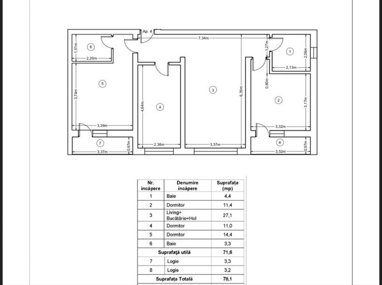 Apartament cu 4 camere semidecomandat în Lisaura