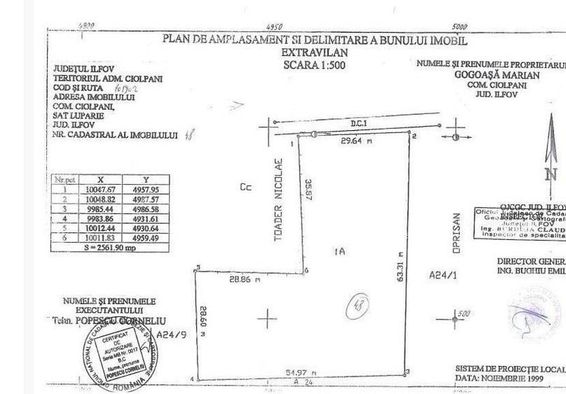 Teren Construcții intravilan de 2562 mp, în Ciolpani