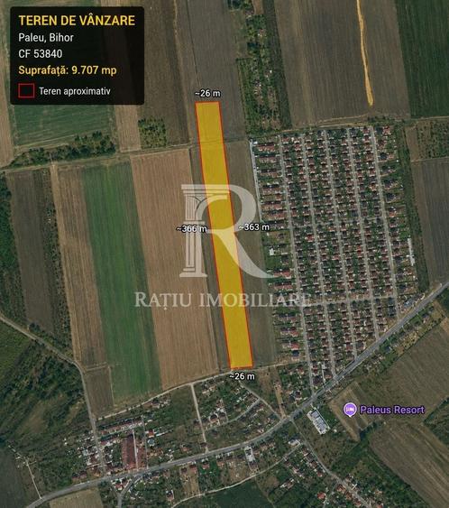 Teren Construcții intravilan de 9707 mp, în Paleu