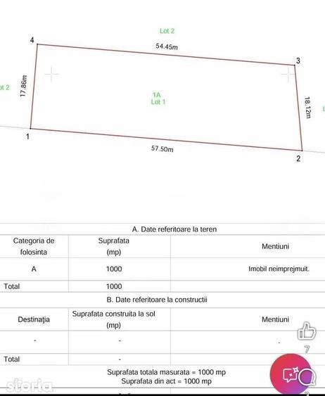 Teren de 1000 mp, în Vest