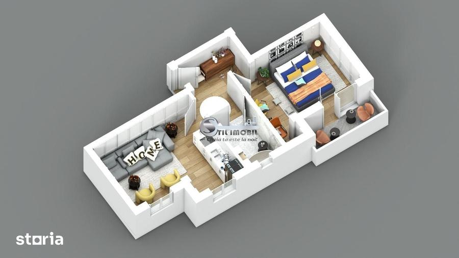 Apartament cu 2 camere semidecomandat în Bucium