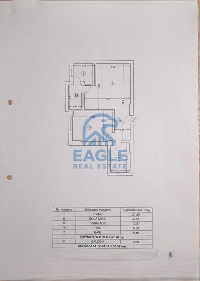 KM 4-5 - 2 Camere Decomandat in bloc nou 55 MP cu balcon etaj intermediar - 2