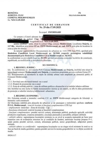Teren Construcții intravilan de 3350 mp, în Stejeriș