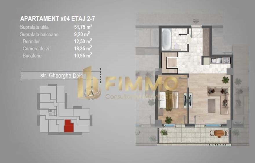 Apartament cu 2 camere decomandat în Burdujeni
