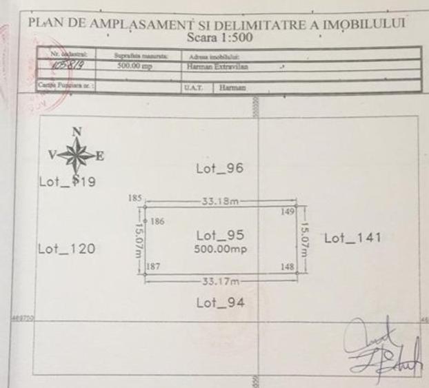 Teren Construcții intravilan de 500 mp, în Hărman