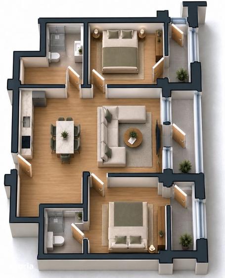 Apartament cu 3 camere în Malu Mare