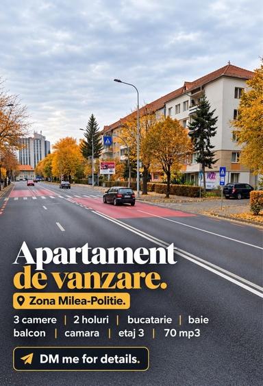 Apartament cu 3 camere decomandat în Exterior Vest