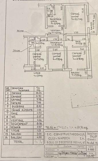 Apartament cu 4 camere decomandat în Gheorgheni