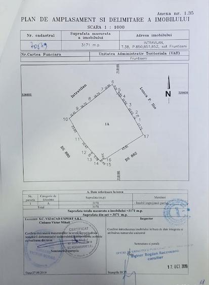 Teren de 3171 mp, în Fruntișeni