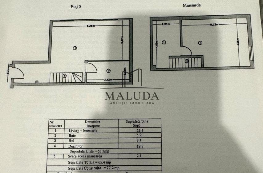 Apartament cu 2 camere decomandat, mobilat în Eremia