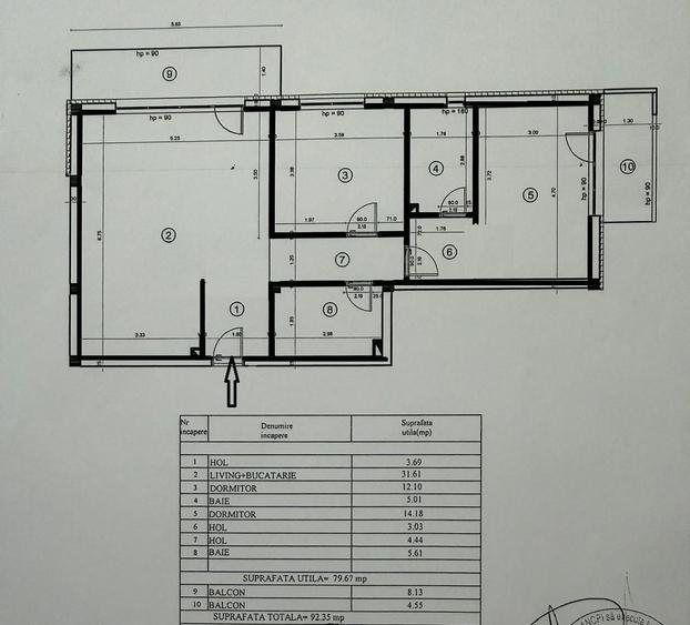 Apartament cu 3 camere semidecomandat, mobilat în Florești