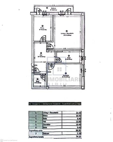 Apartament cu 3 camere decomandat, mobilat în Turnișor