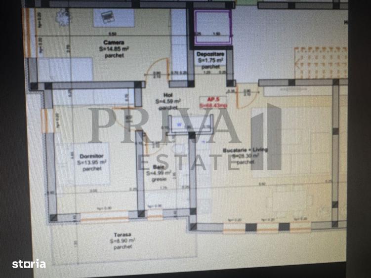 Apartament cu 3 camere decomandat în Central