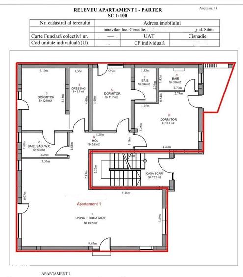 Apartament cu 4 camere în Cristian