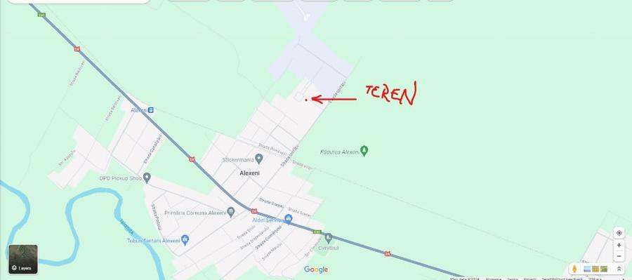Teren de 1250 mp, în Alexeni