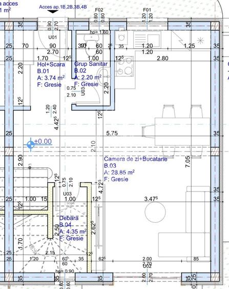 Duplex cu 3 camere cu Canalizare în Chișoda