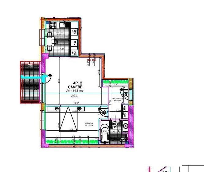 Apartament cu 2 camere decomandat, mobilat în Sisești