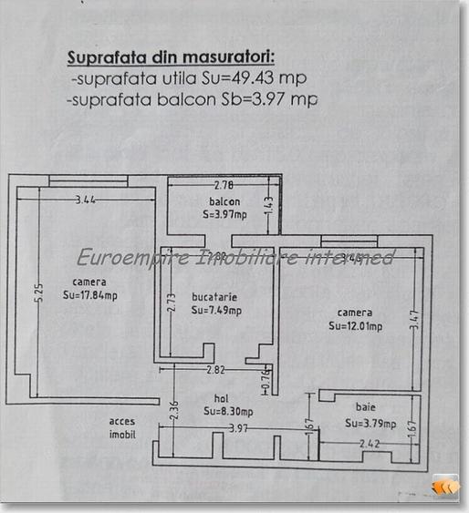 Apartament cu 2 camere decomandat în Km 5