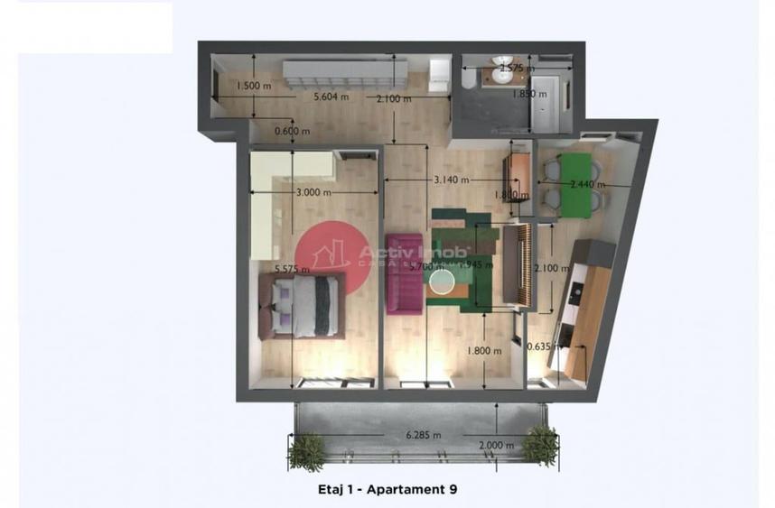 Apartament cu 2 camere decomandat în Central