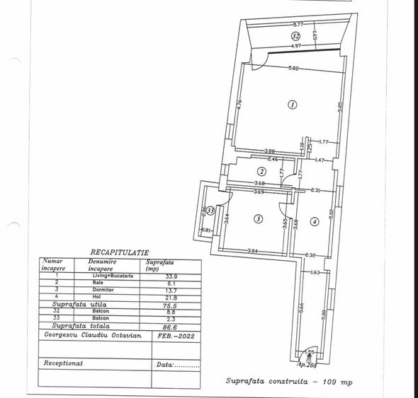 Apartament cu 2 camere semidecomandat în Timpuri Noi