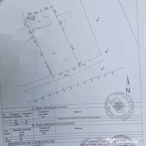 Casă cu 2 camere cu Teren 781 Mp în Central