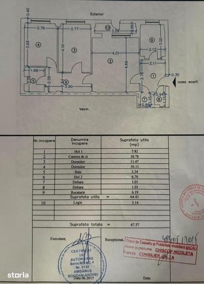 Apartament cu 3 camere semidecomandat în Nord