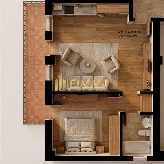 Apartament 2 cam | 43.2mp | Bloc Nou | Burdujeni | ID:1919 - 2