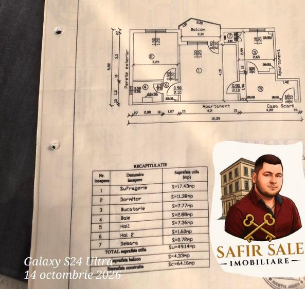 Apartament cu 2 camere semidecomandat în Găvana 2