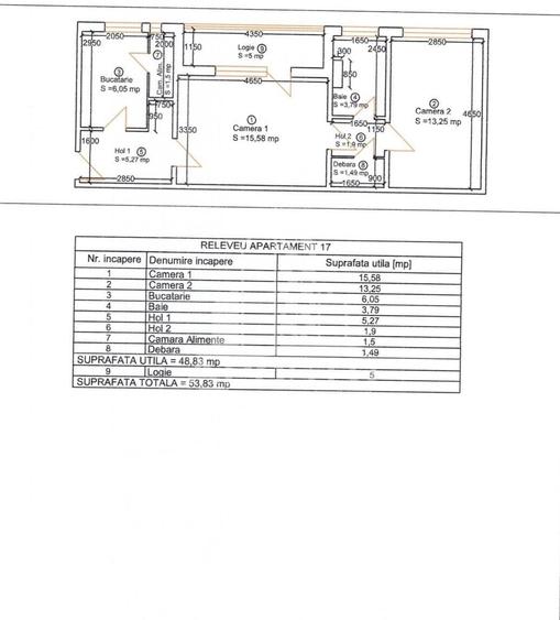 Apartament cu 2 camere semidecomandat în Girocului