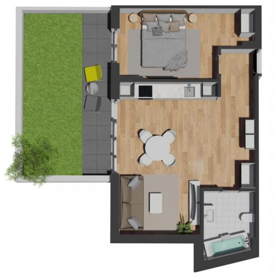 Apartament de 2 camere, finisat, cu gradina, zona VIVO - 3