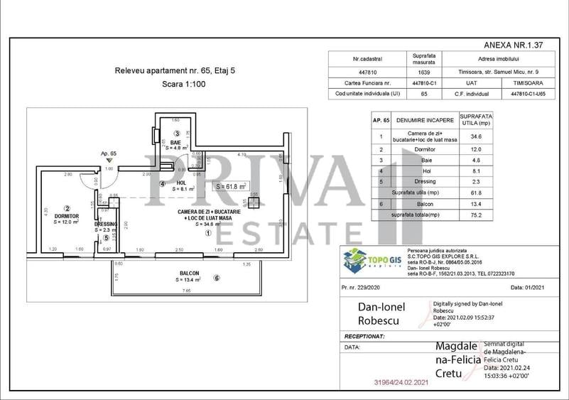 Apartament de lux, 2 camere, 62 mp + 13 mp terasa, loc de parcare - 16