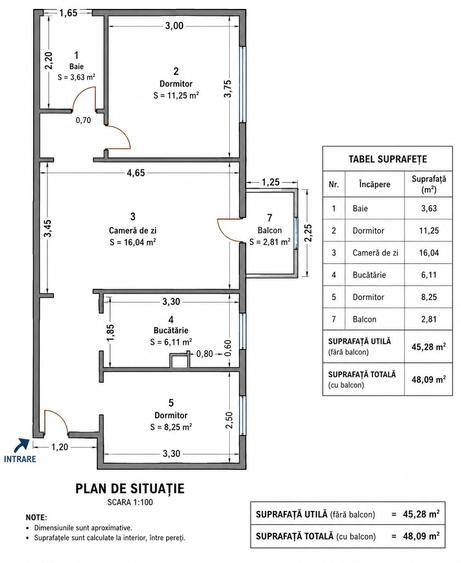Apartament cu 3 camere semidecomandat în Păcurari