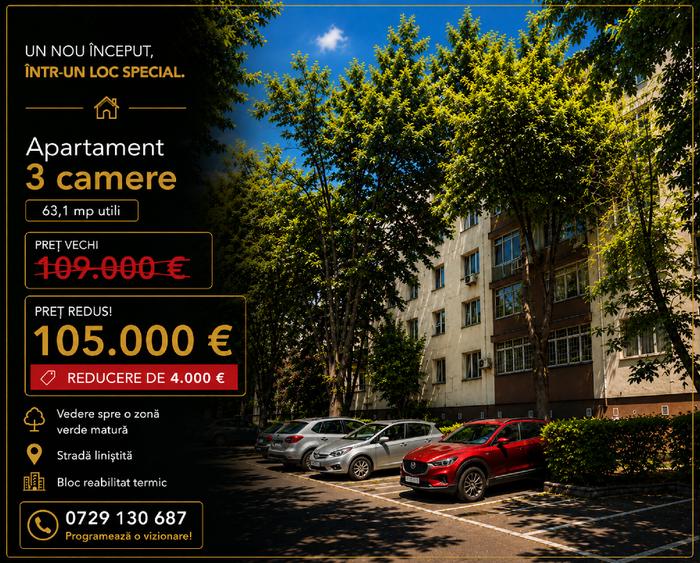 Apartament cu 3 camere semidecomandat în Drumul Taberei