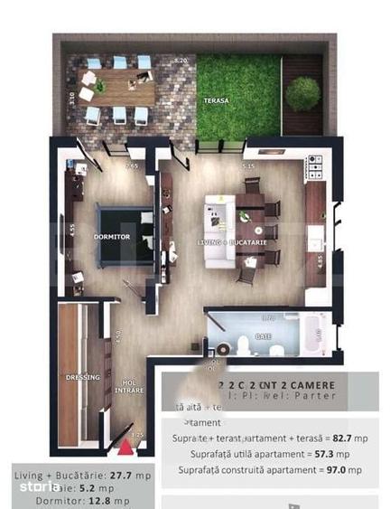 Apartament cu 2 camere în Florești — fotografia 1