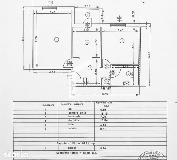 Apartament cu 2 camere decomandat în Central