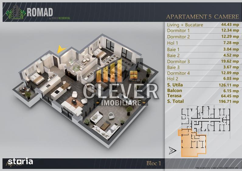 Apartament cu 5 camere în Theodor Pallady