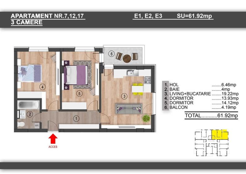 apartament 3 camere, metrou D. Leonida (complex La Strada) - 8