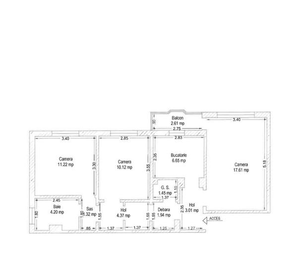 Apartament cu 3 camere decomandat în UTA