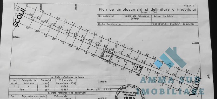 Teren Construcții intravilan de 594 mp, în Popești-Leordeni
