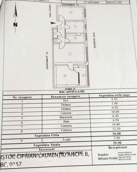 Apartament cu 3 camere în Central