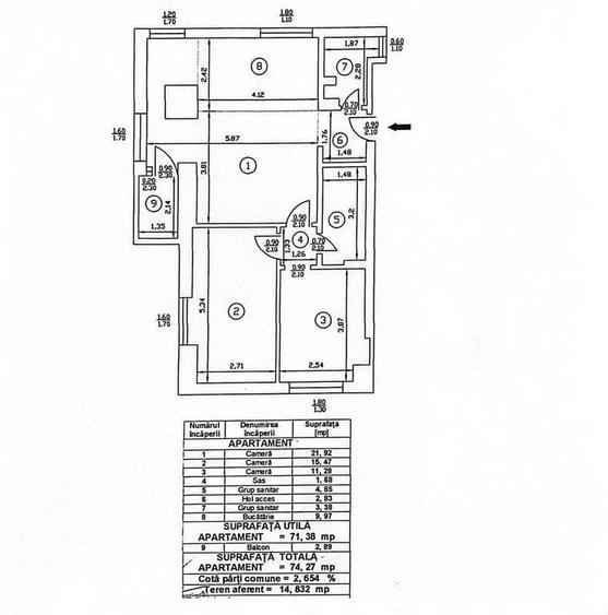Apartament cu 3 camere decomandat în Victoriei